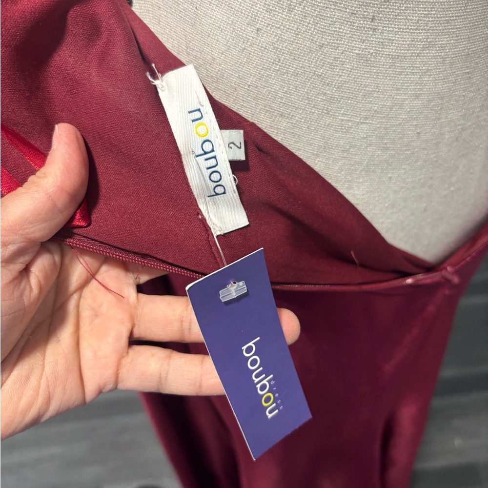 BOUBOU DRESS Off-Shoulder Burgundy Size:2 - Picture 7 of 9